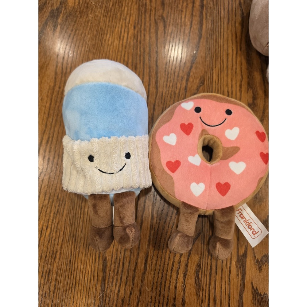 Frankford Donut Let Me Go Milk Cup Better Together Hearts Plush Doll Stuffed 9"